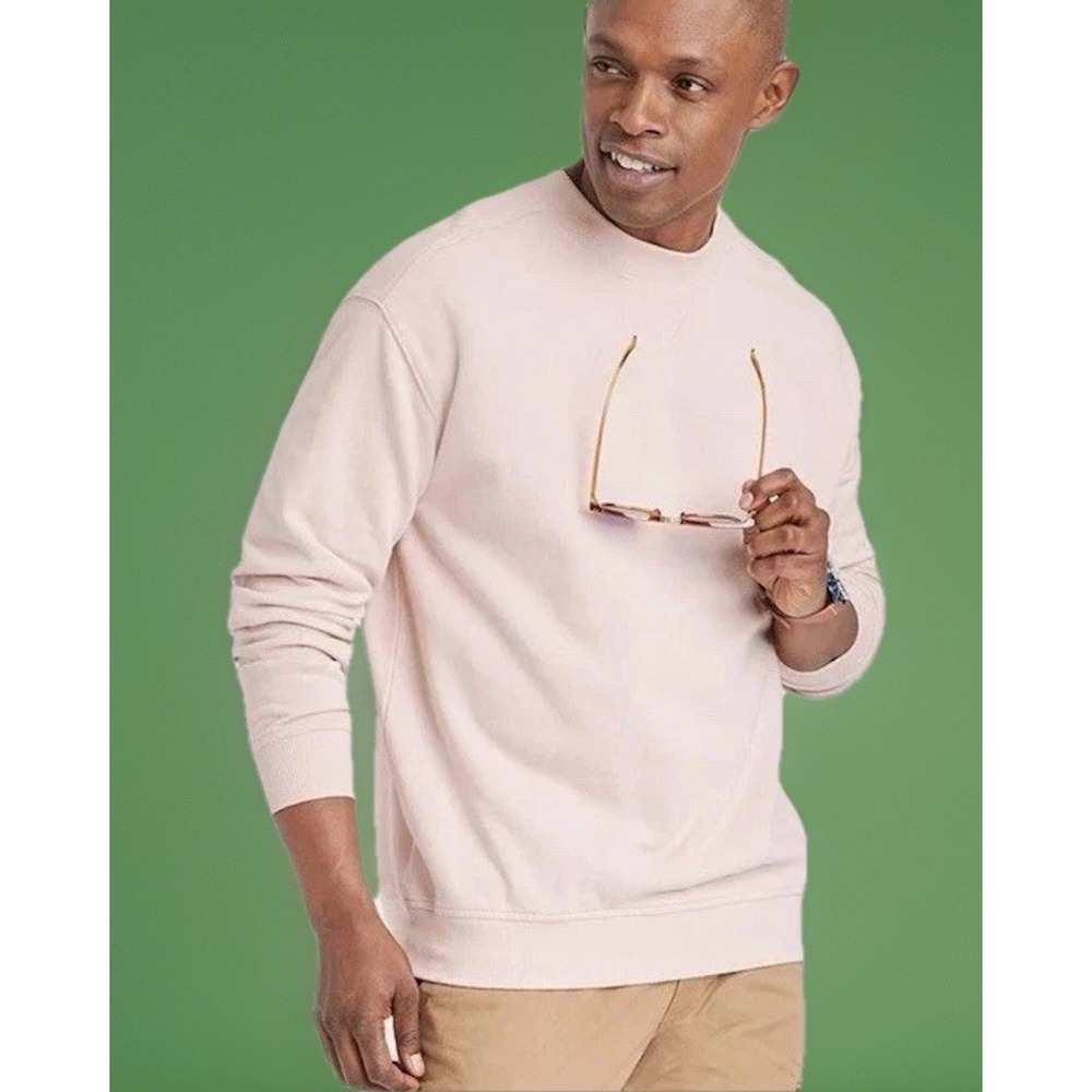 Goodfellow Mens Relaxed Fit‎ Crew Neck Sweatshirt Medium Peach Pink Eggshell NWT